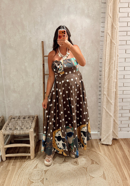 Vestido C/polka dots e cães