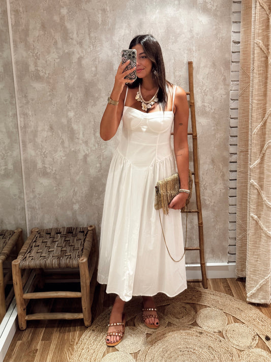 Vestido c/efeito corpete - Branco