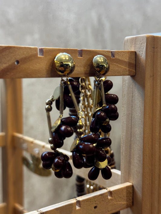 Brincos c/peças castanhas