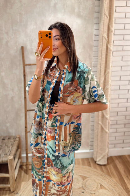 Conjunto Camisa Oversized & Saia Midi - Mochy