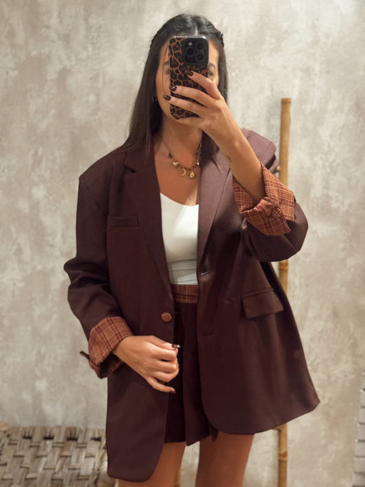 Conjunto Balzer e saia castanho - Mochy