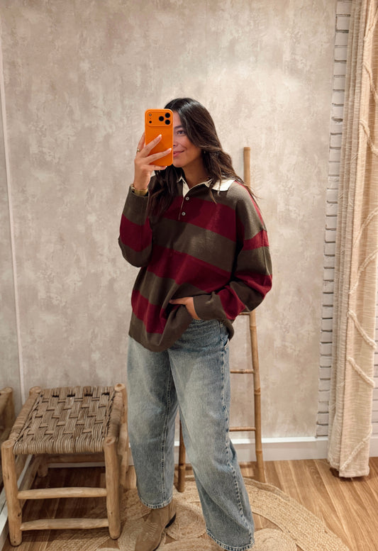 Polo em Malha Oversize – Azeitona & Ameixa