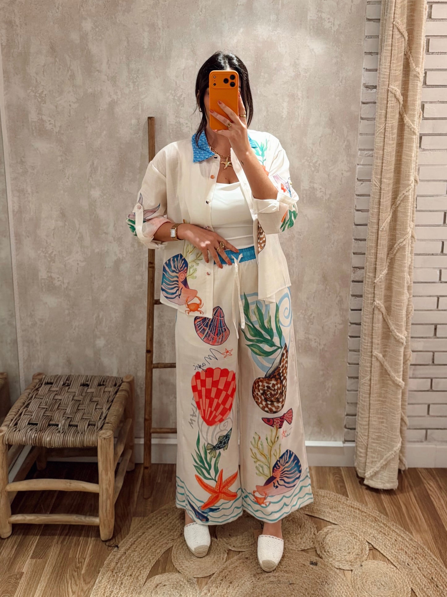 Conjunto Ocean Treasures – Camisa & Pantalonas Fluidas- Mochy