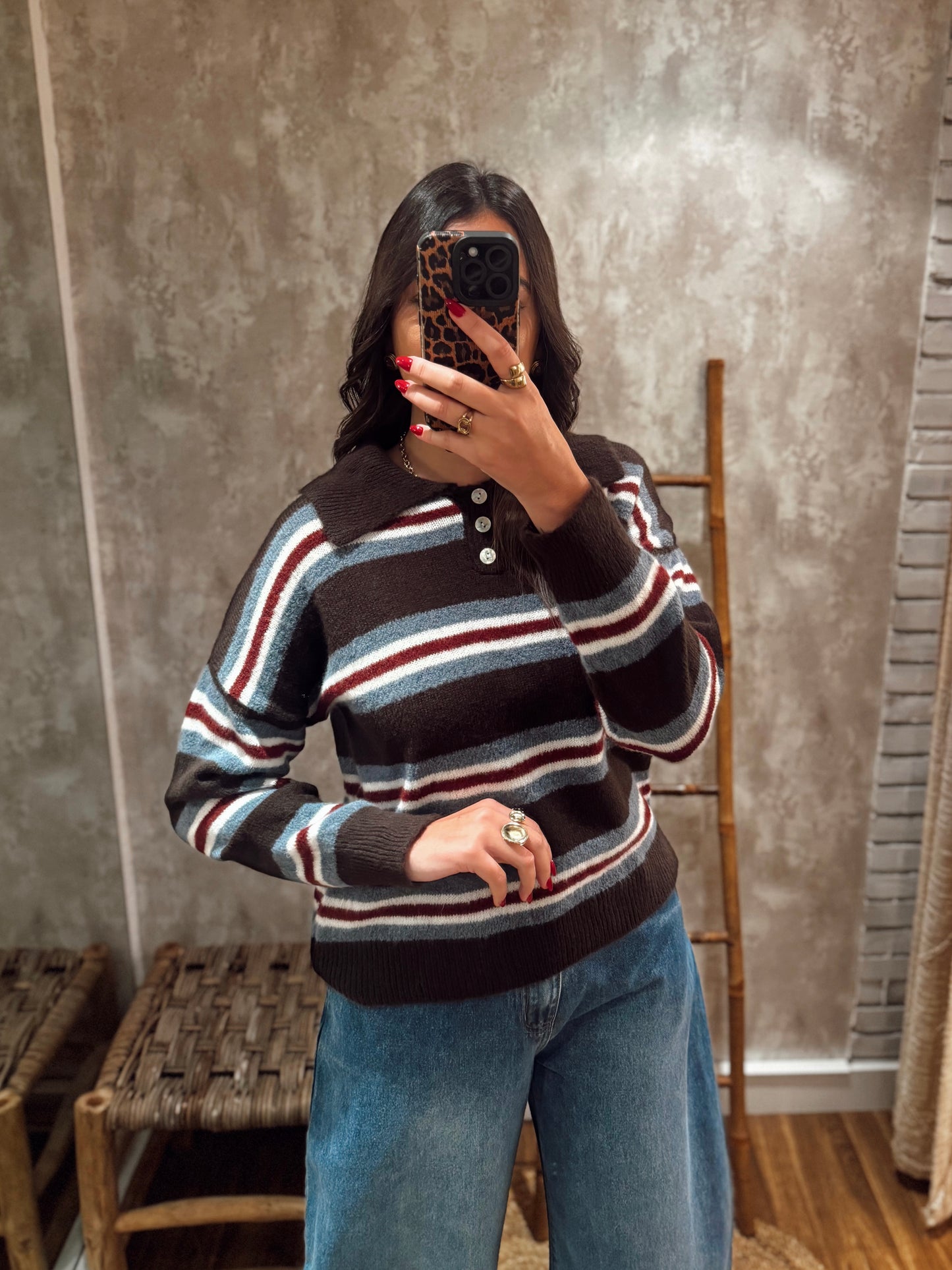 Malha em polo listado