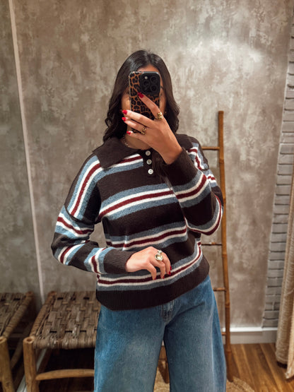 Malha em polo listado