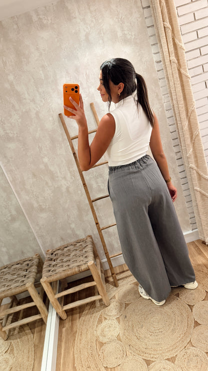 Calças Wide Leg com Riscas