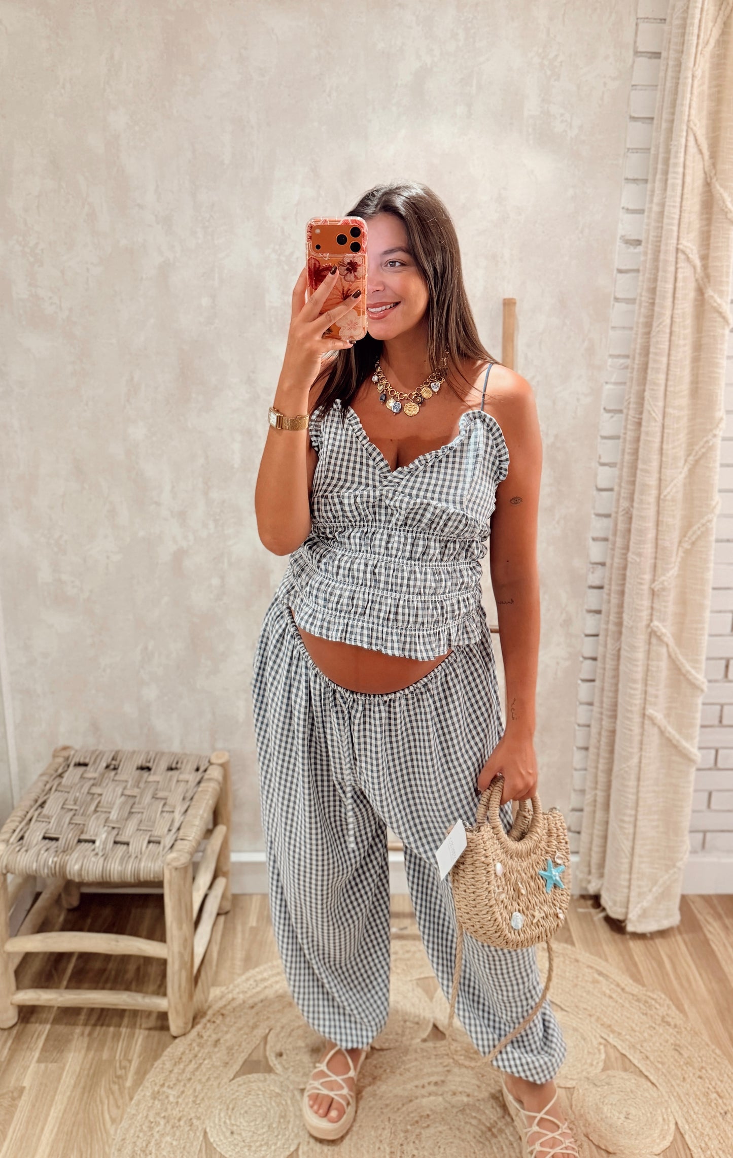 Conjunto Vichy com Calças Balloon