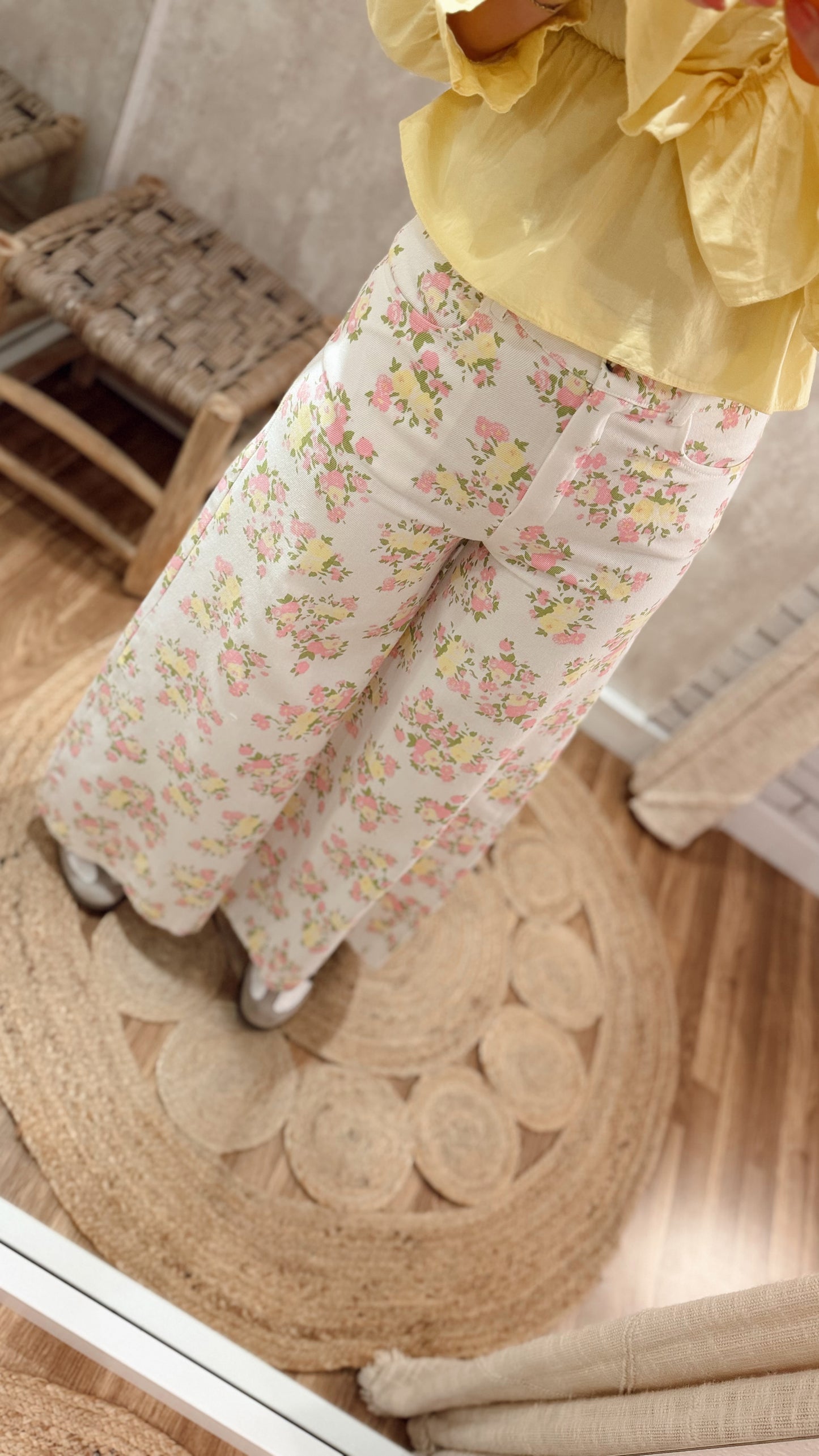 Jeans Wide Leg Floral