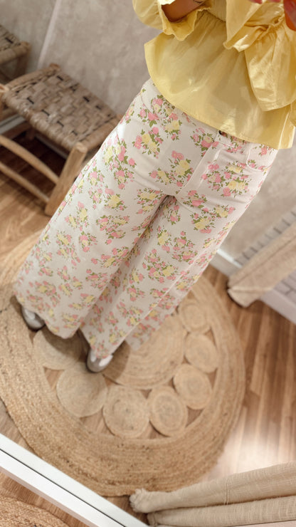 Jeans Wide Leg Floral