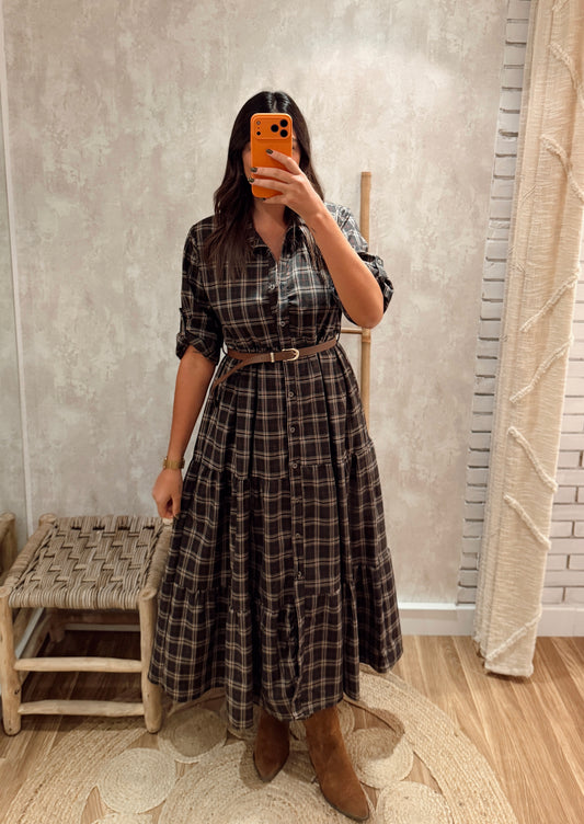 Vestido Camiseiro com Folhos
