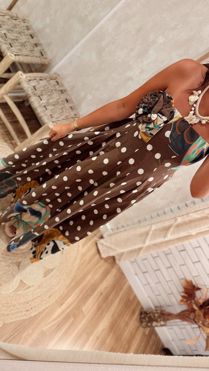 Vestido C/polka dots e cães