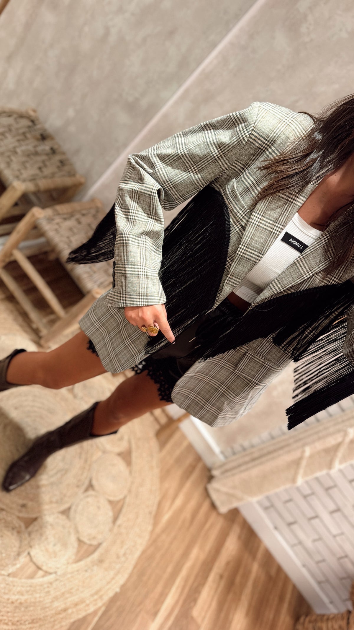 Blazer Xadrez Lumina com Franjas