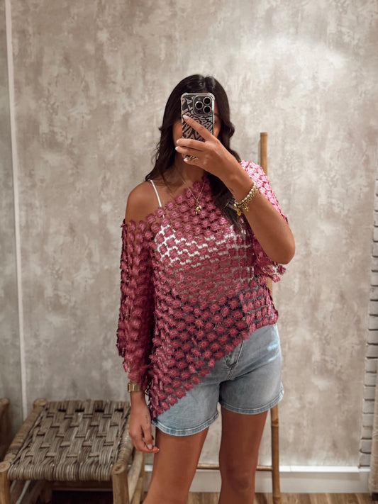 Blusa Rede Texturada beringela