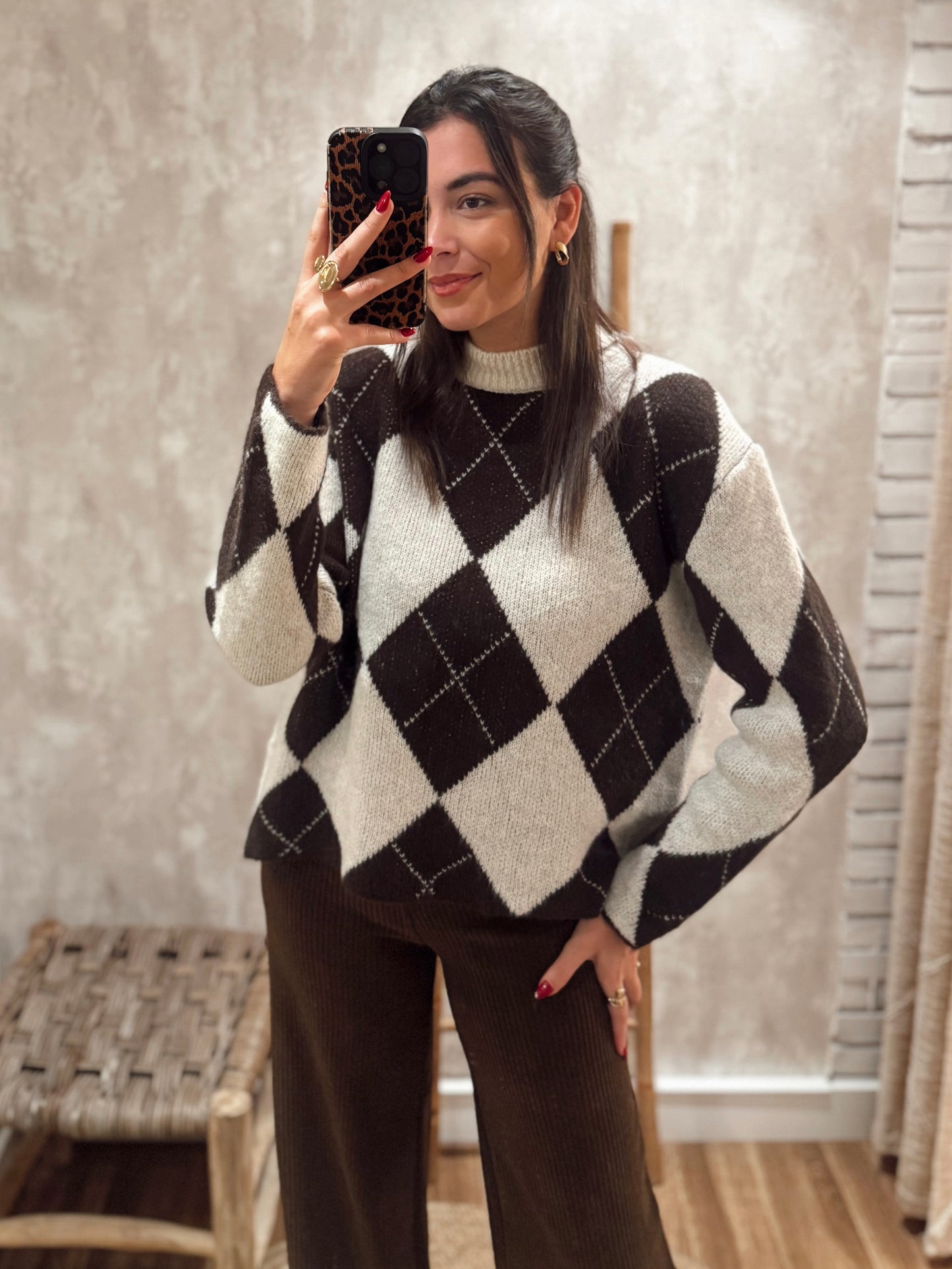 Malha com padrão de losangos