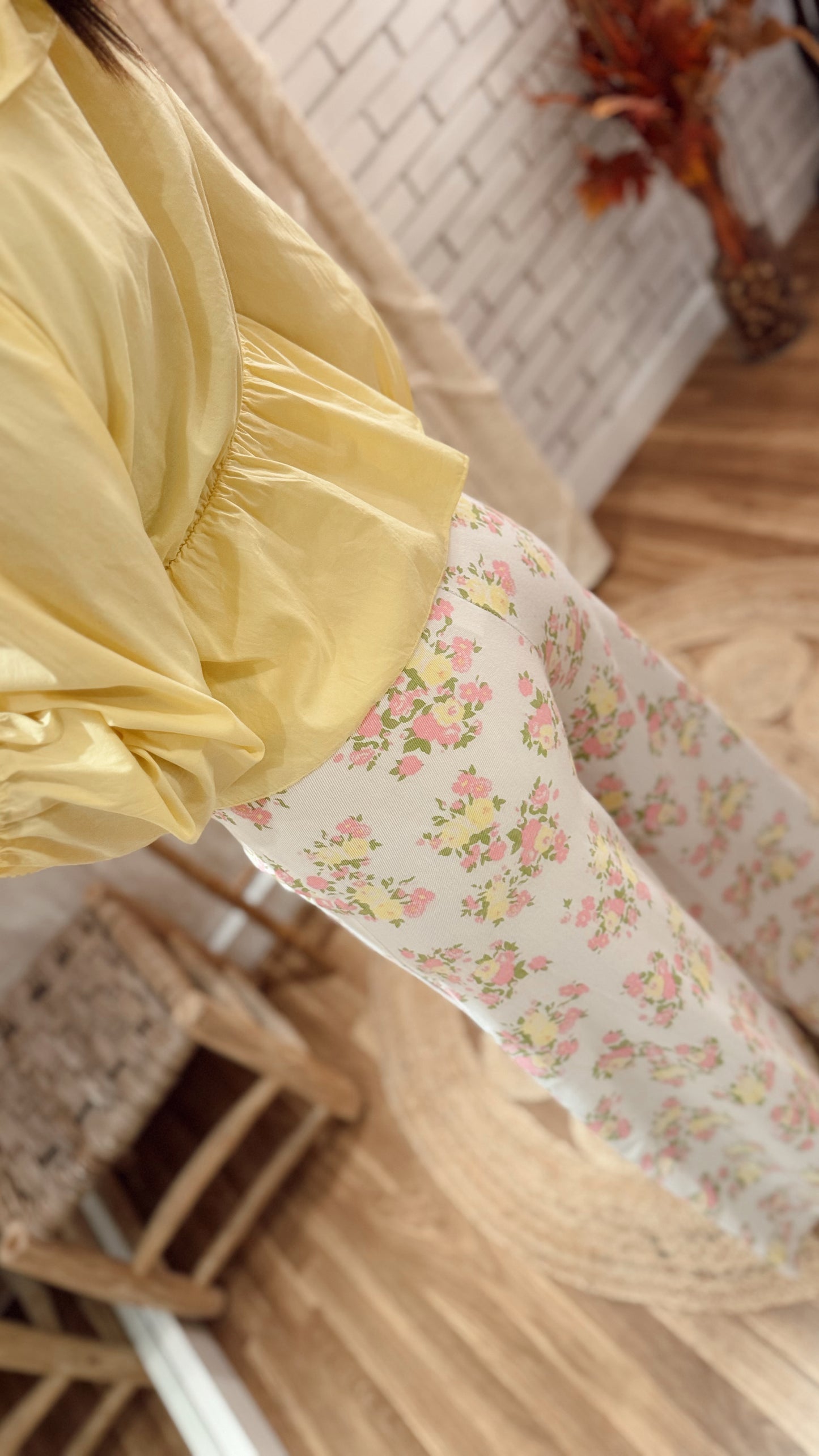 Jeans Wide Leg Floral