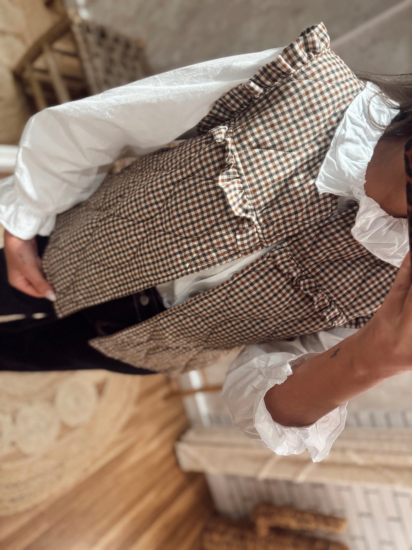 Colete acochado c/padrão quadrados