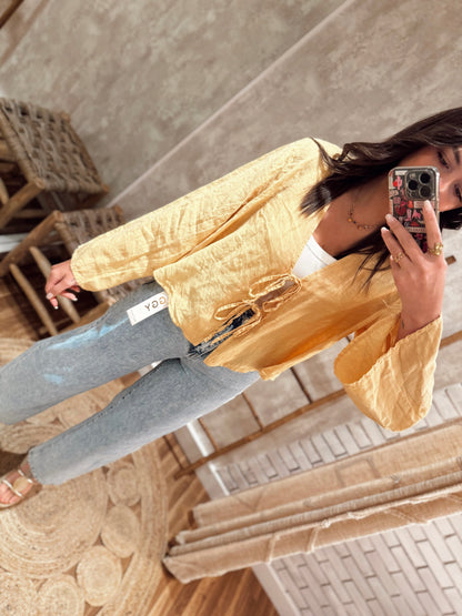 Blusa/chaqueta de lino con conjuntos