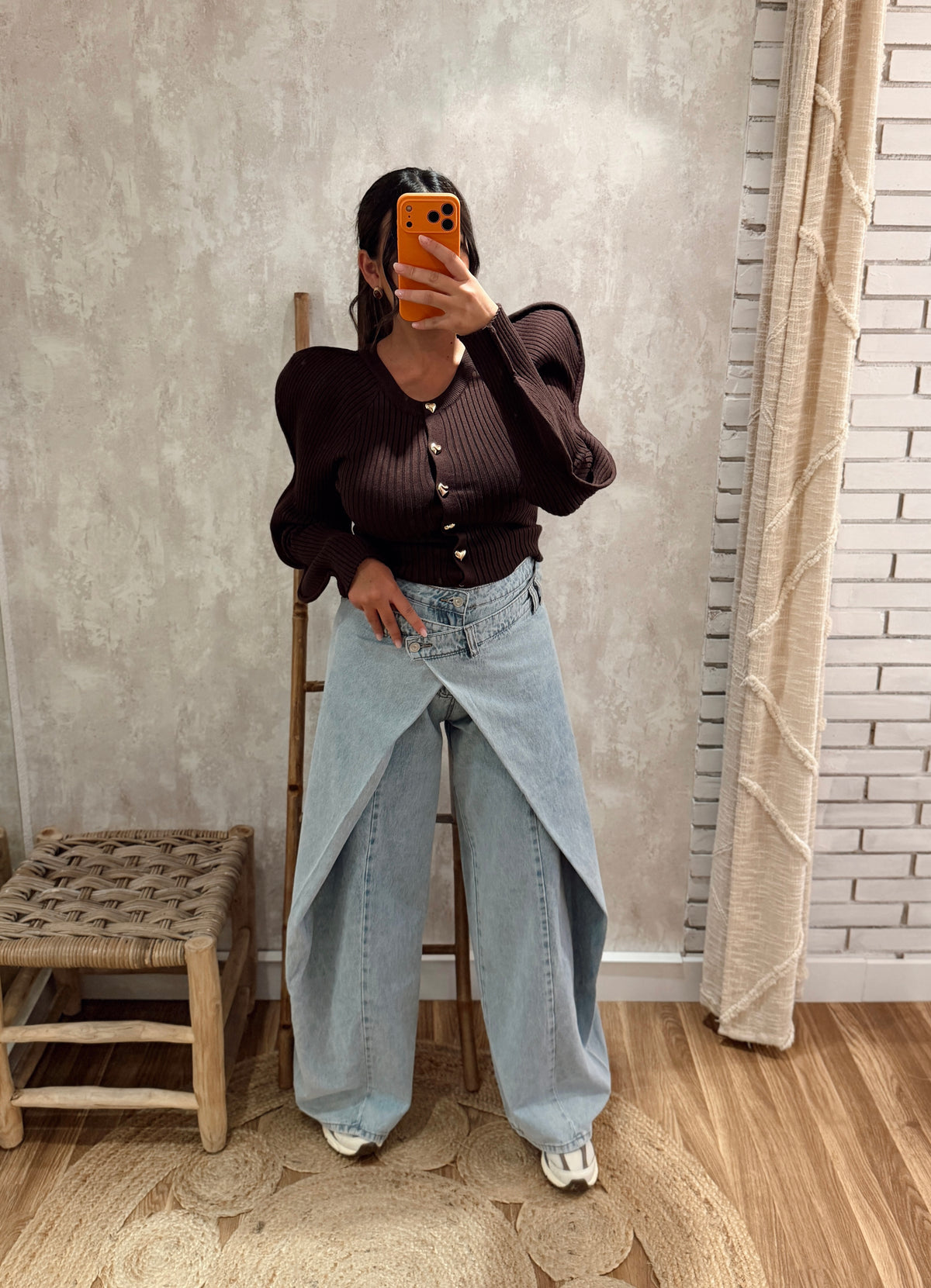 Jeans c/ efeito de sobreposição - Mochy