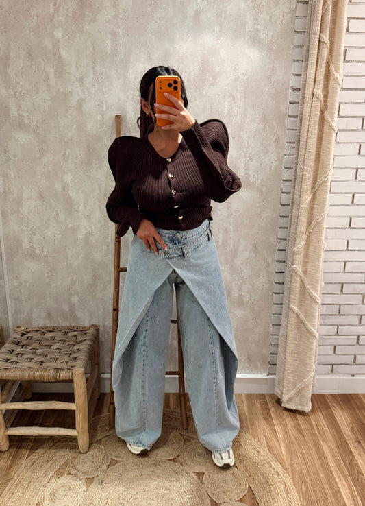 Jeans c/ efeito de sobreposição - Mochy