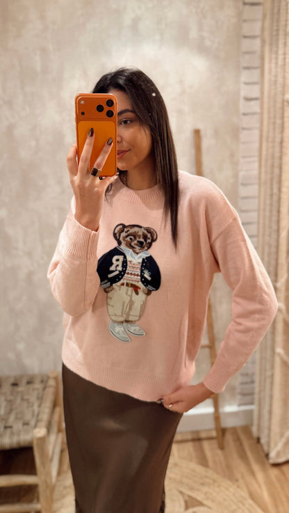 Malha com Ursinho Bordado