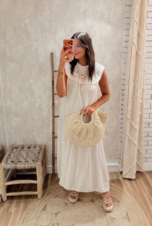 Vestido Comprido Fluido c/gola elegante