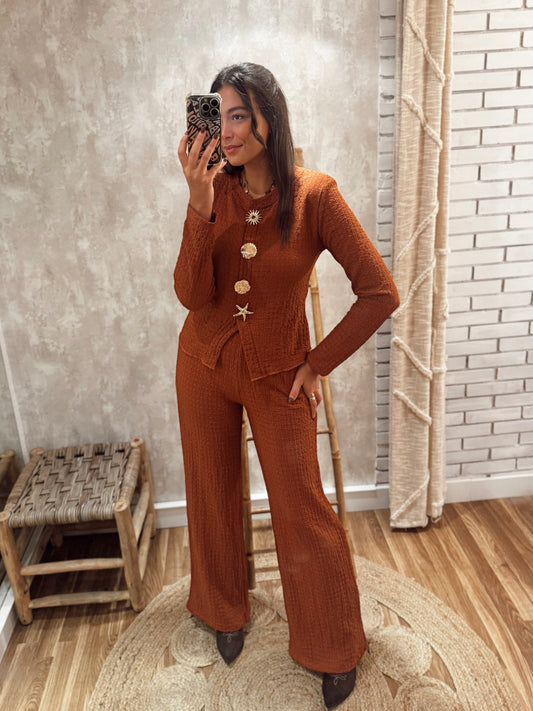 Conjunto de calça e casaco -Telha