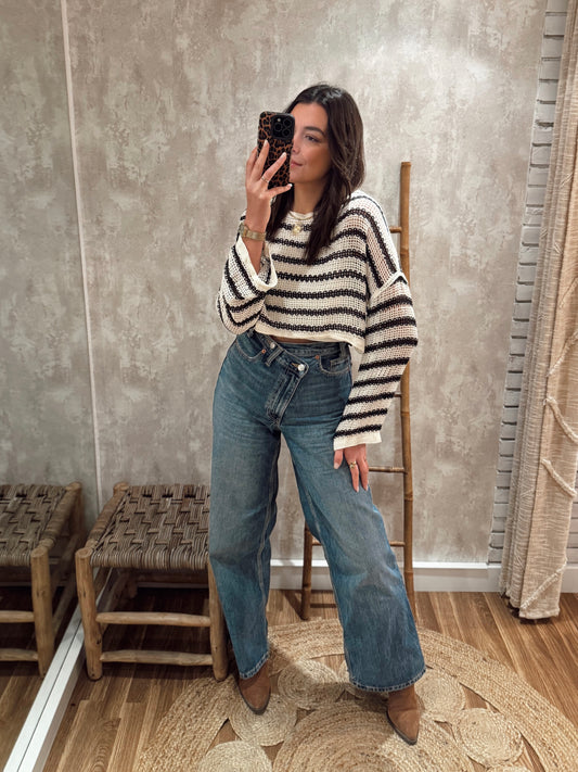 Blusa em croché listada