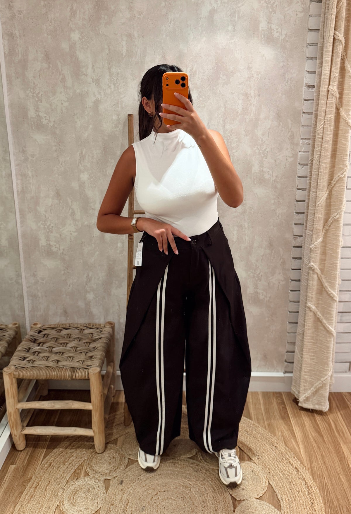 Calças Wide Leg com Riscas
