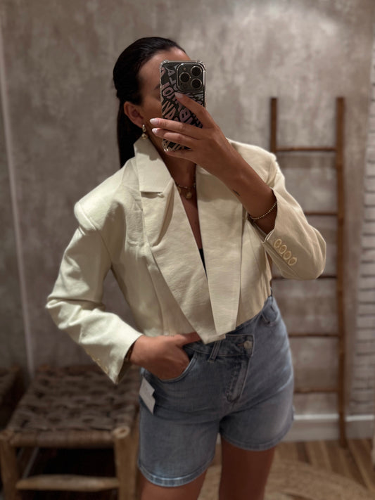 Blazer Curto Mochy – Amarelo Pastel