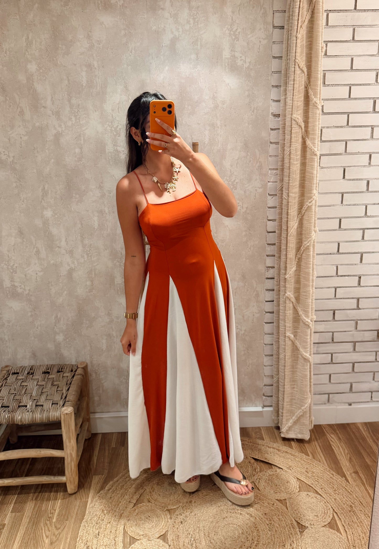 Vestido Comprido Bicolor