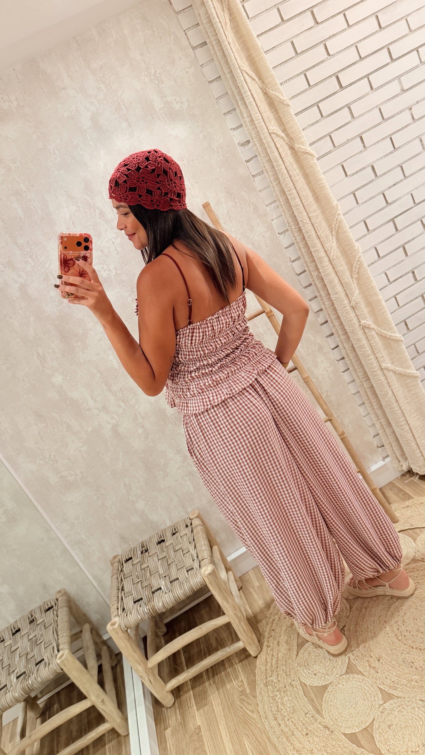 Conjunto Vichy com Calças Balloon