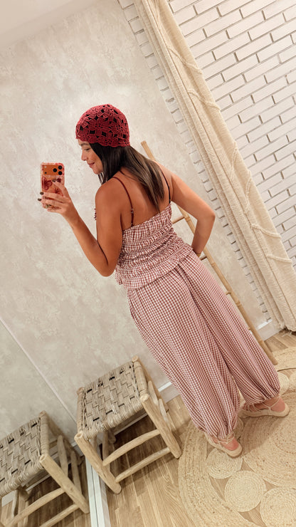Conjunto Vichy com Calças Balloon