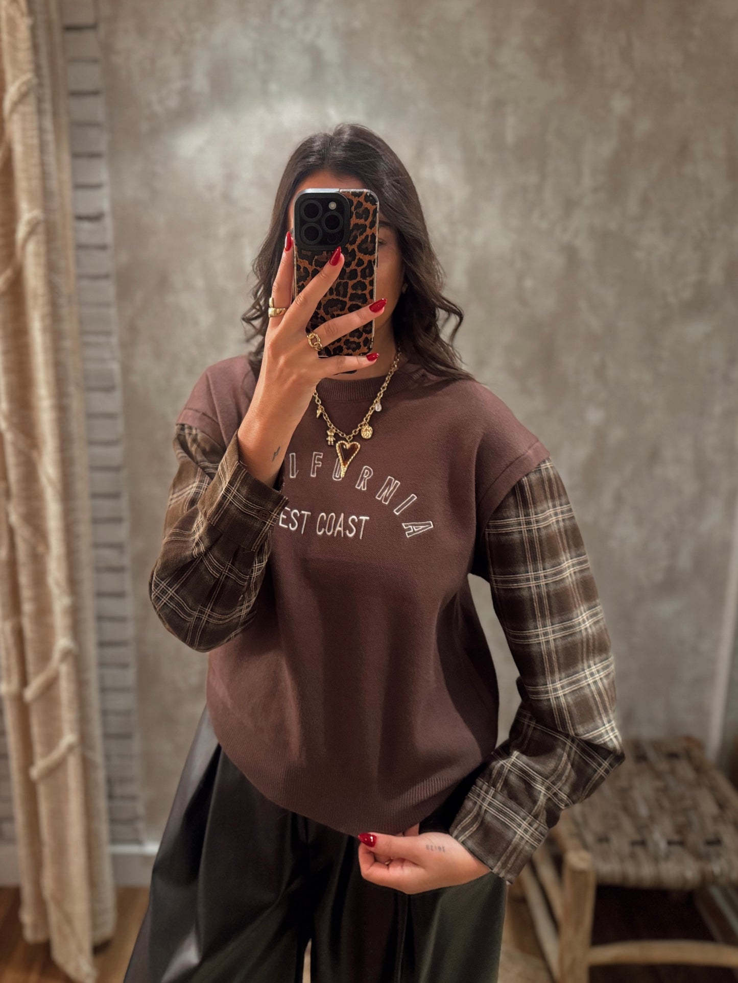 Malha c/mangas em padrão xadrez