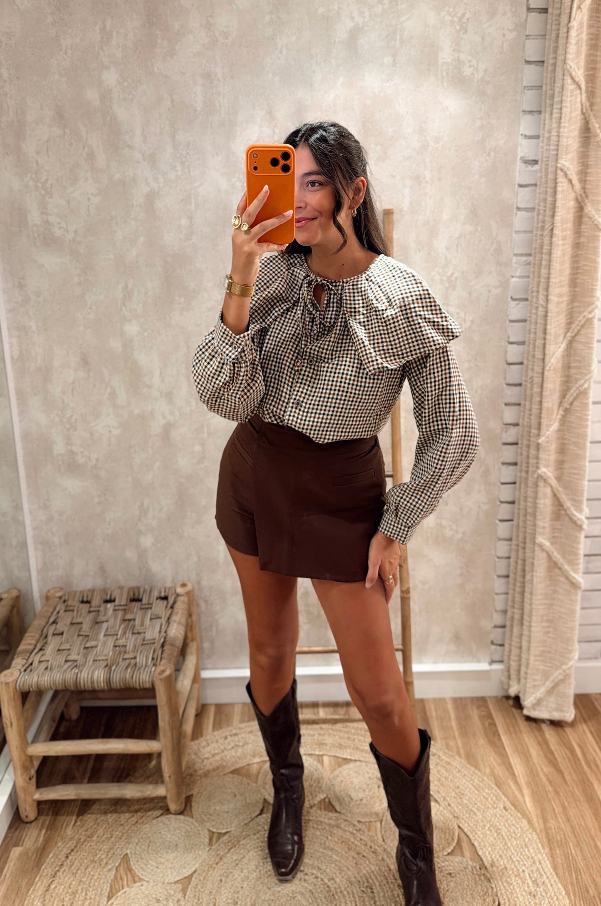 Blusa Xadrez com Folho