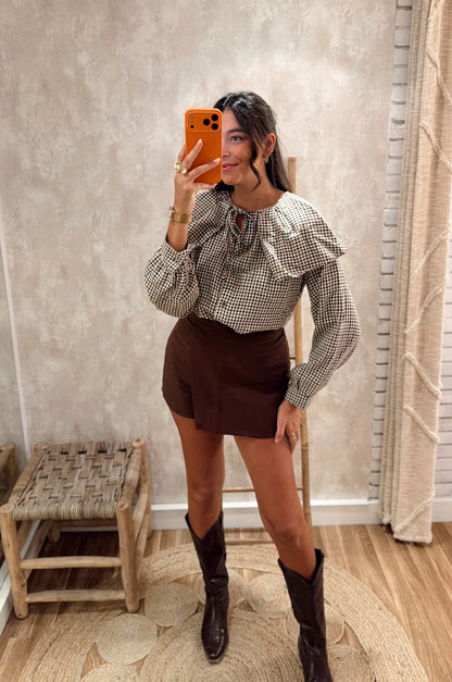 Blusa Xadrez com Folho