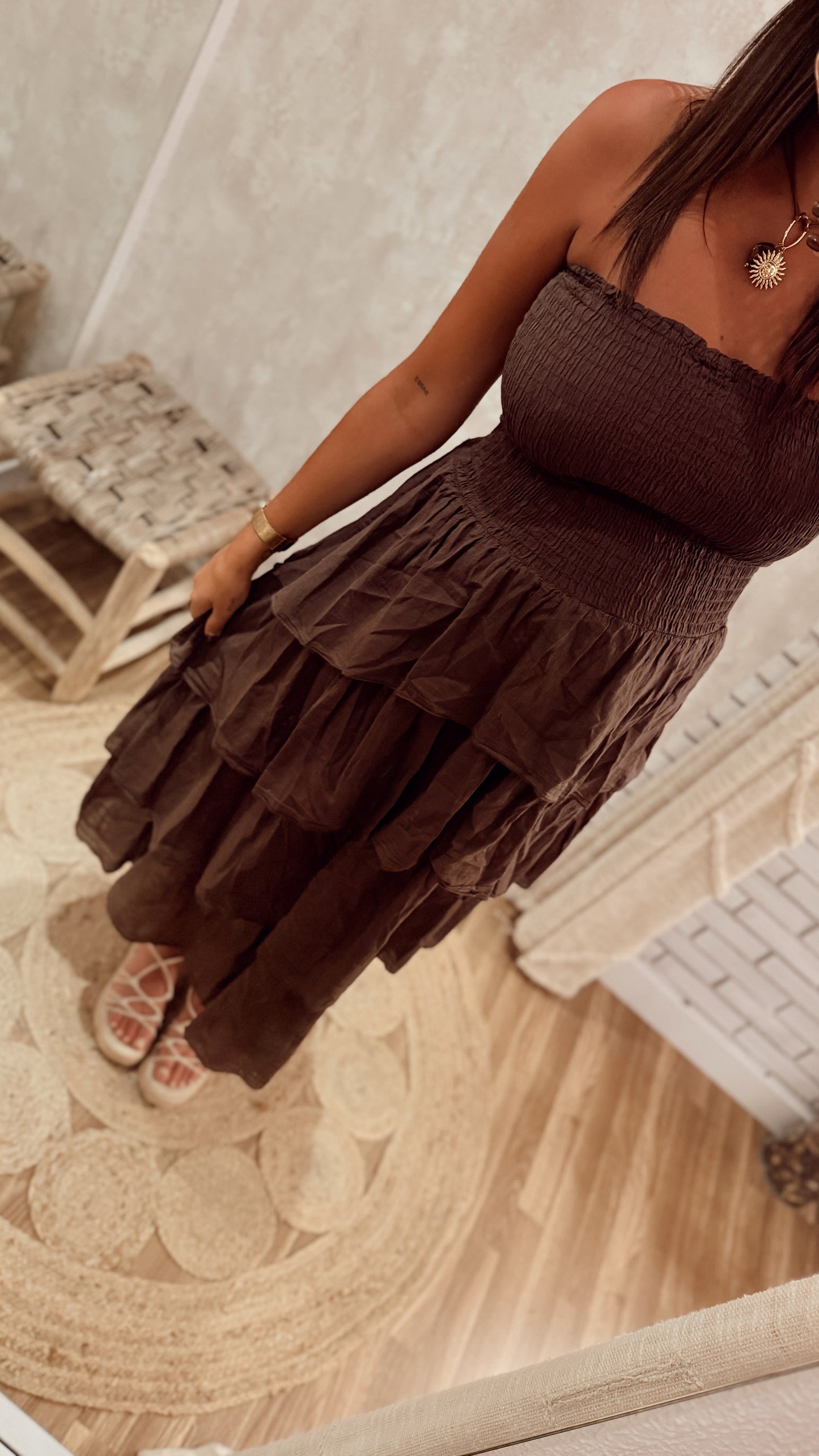 Vestido Midi Cai-Cai com Folhos