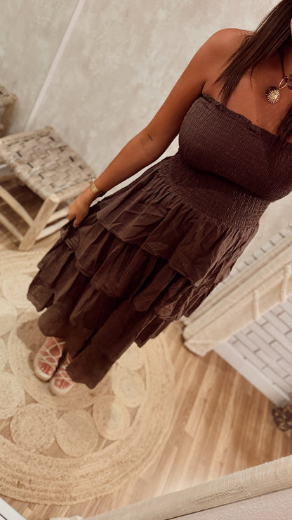 Vestido Midi Cai-Cai com Folhos