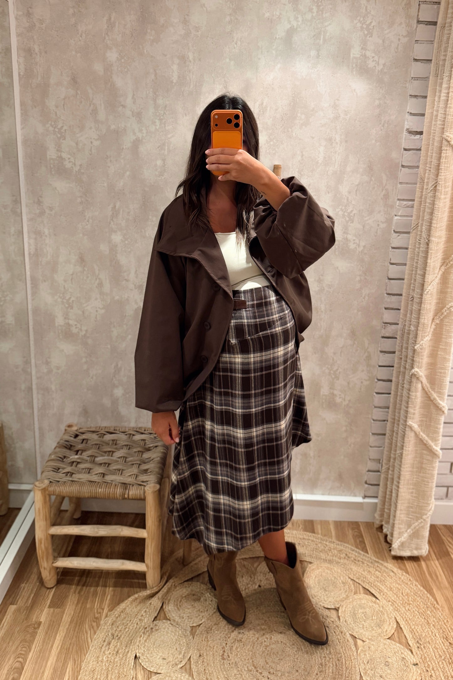 Gabardine Bomber com Gola Alta