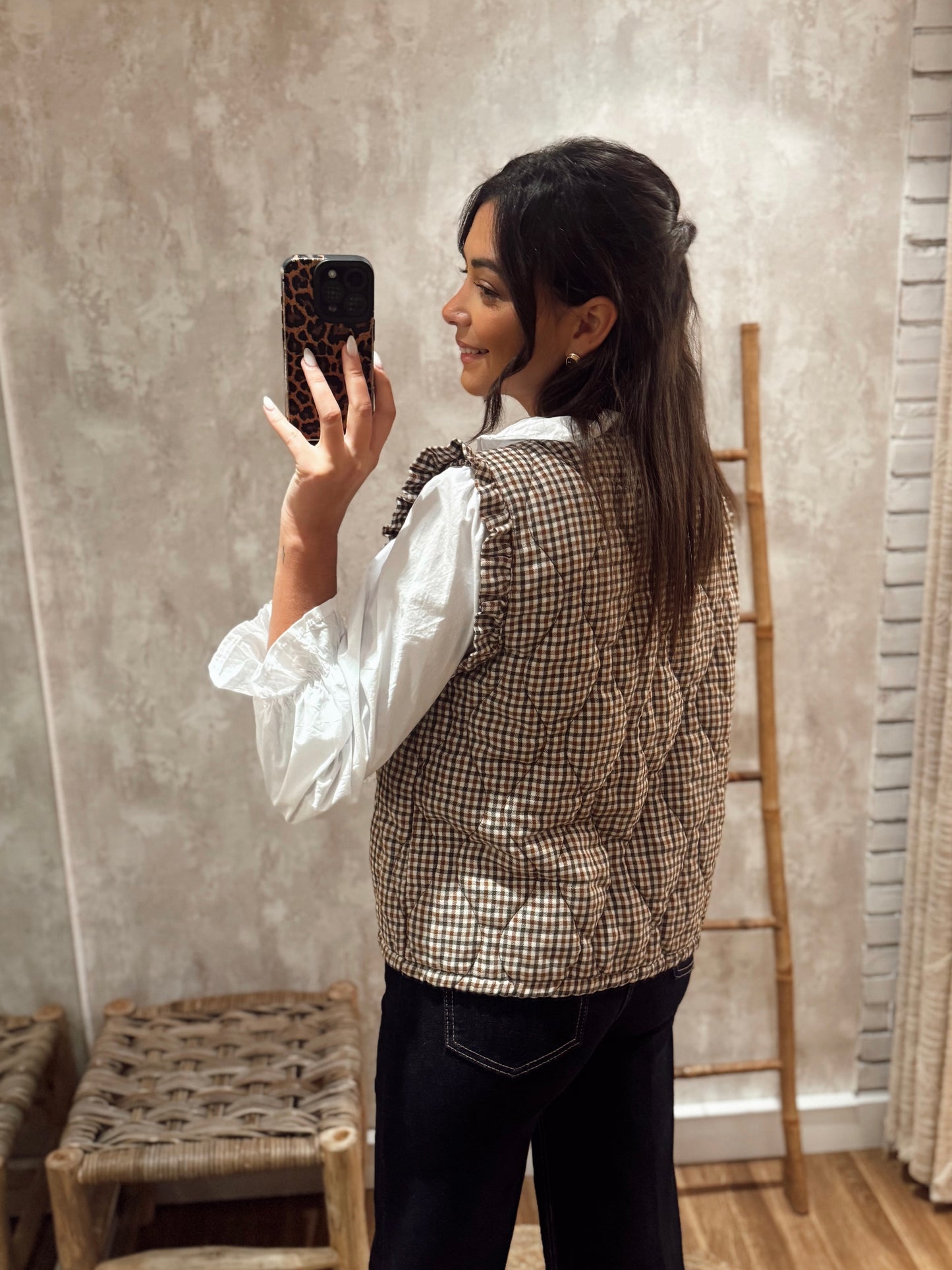 Colete acochado c/padrão quadrados