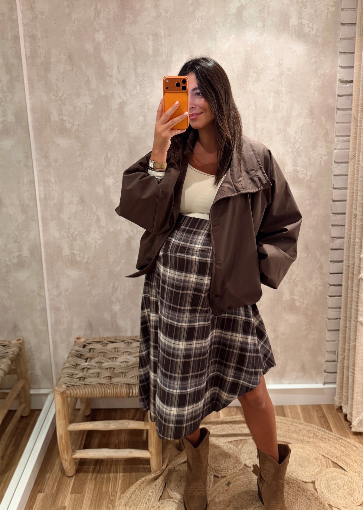 Gabardine Bomber com Gola Alta