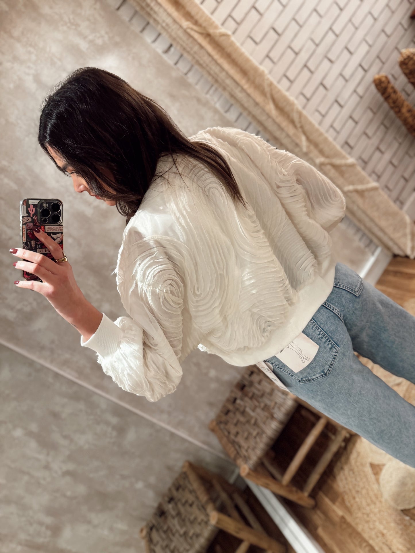 Chaqueta bomber de tul blanco