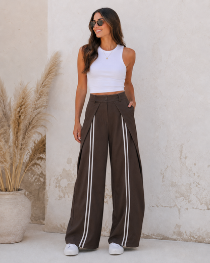 Calças Wide Leg com Riscas