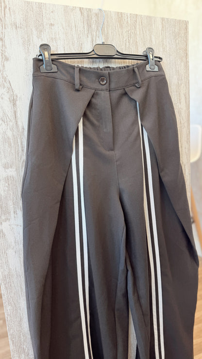 Calças Wide Leg com Riscas