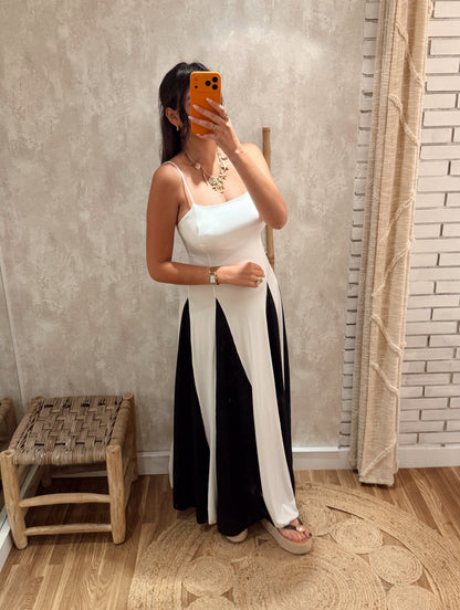 Vestido Comprido Bicolor