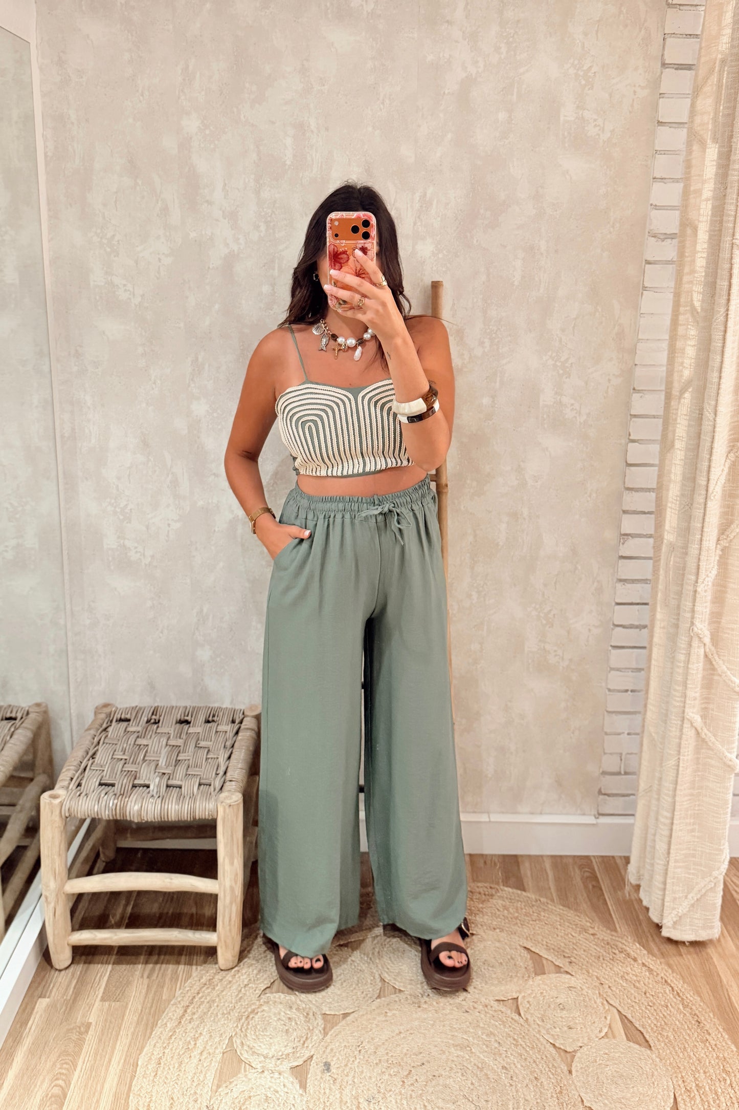 Conjunto Top c/ detalhe de corda  & Calça