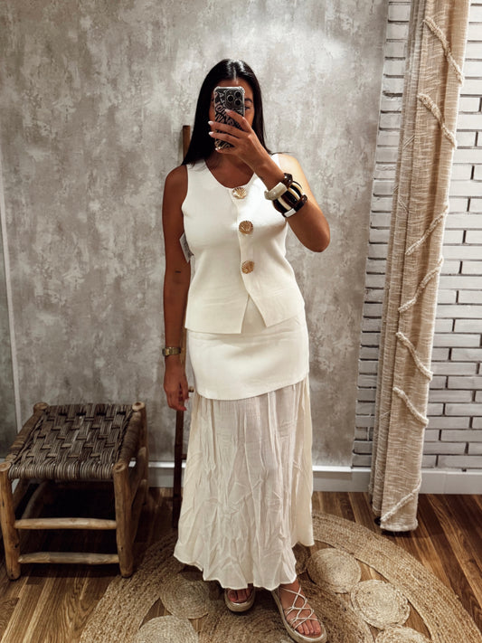 Conjunto de colete e saia - Branco