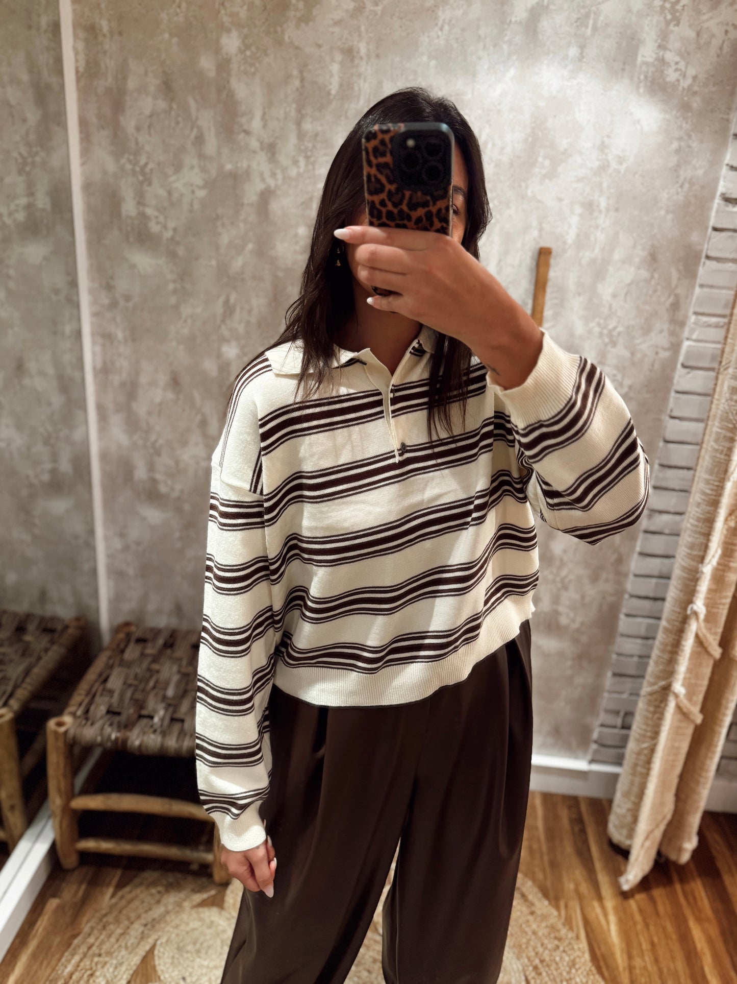 Malha em polo listado