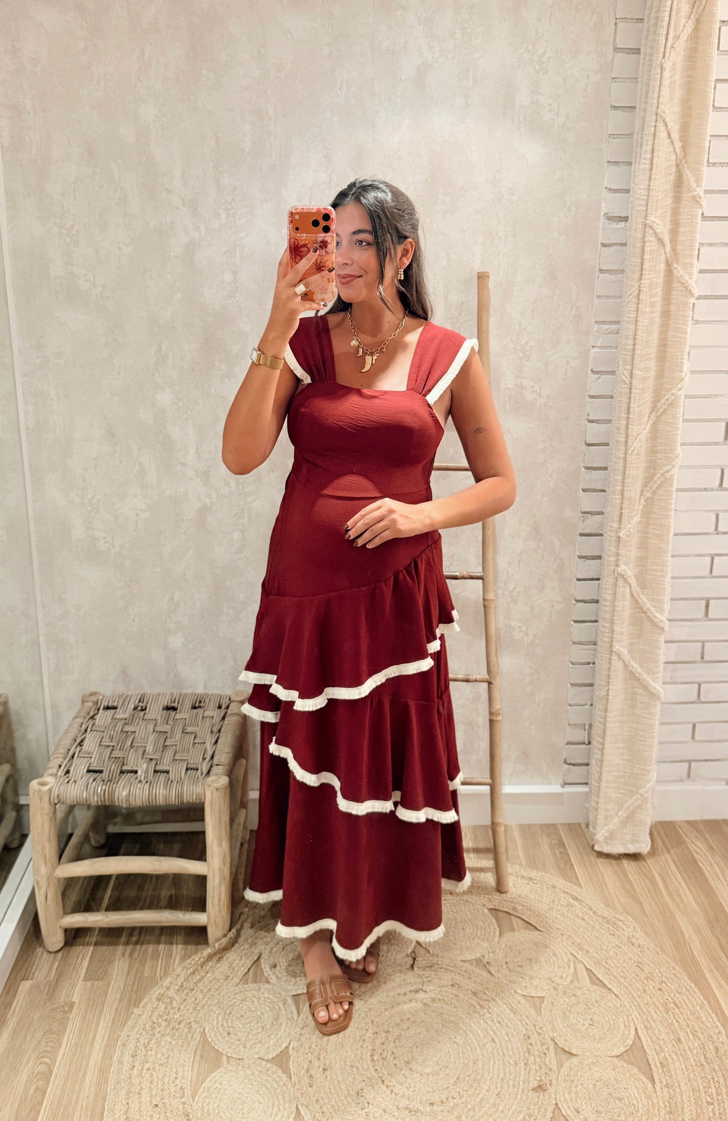 Vestido Comprido  c/ Folhos