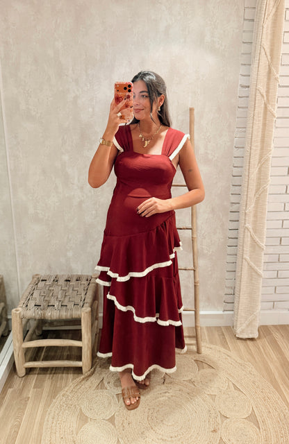 Vestido Comprido  c/ Folhos