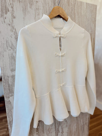 Malha Peplum com Fechos Estilo Mandarim